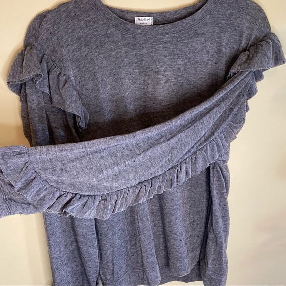 NWT HELLO NITE Pullover Ruffle Top Heather Gray Small - Picture 6 of 7